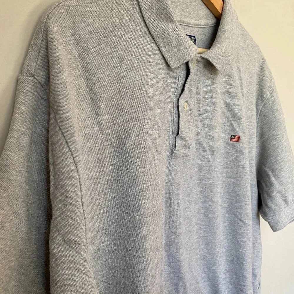 Ralph Lauren Polo Jeans Co. Mens Size XL Short Sleeve Cotton Polo Shirt in Gray